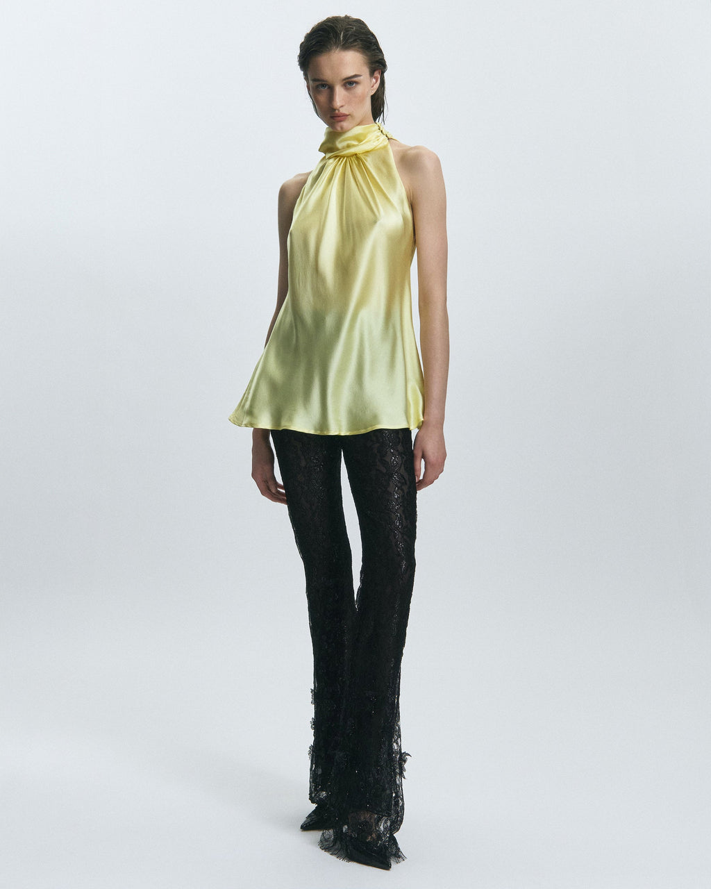 Erden Silk Sleeveless Mock Neck Top