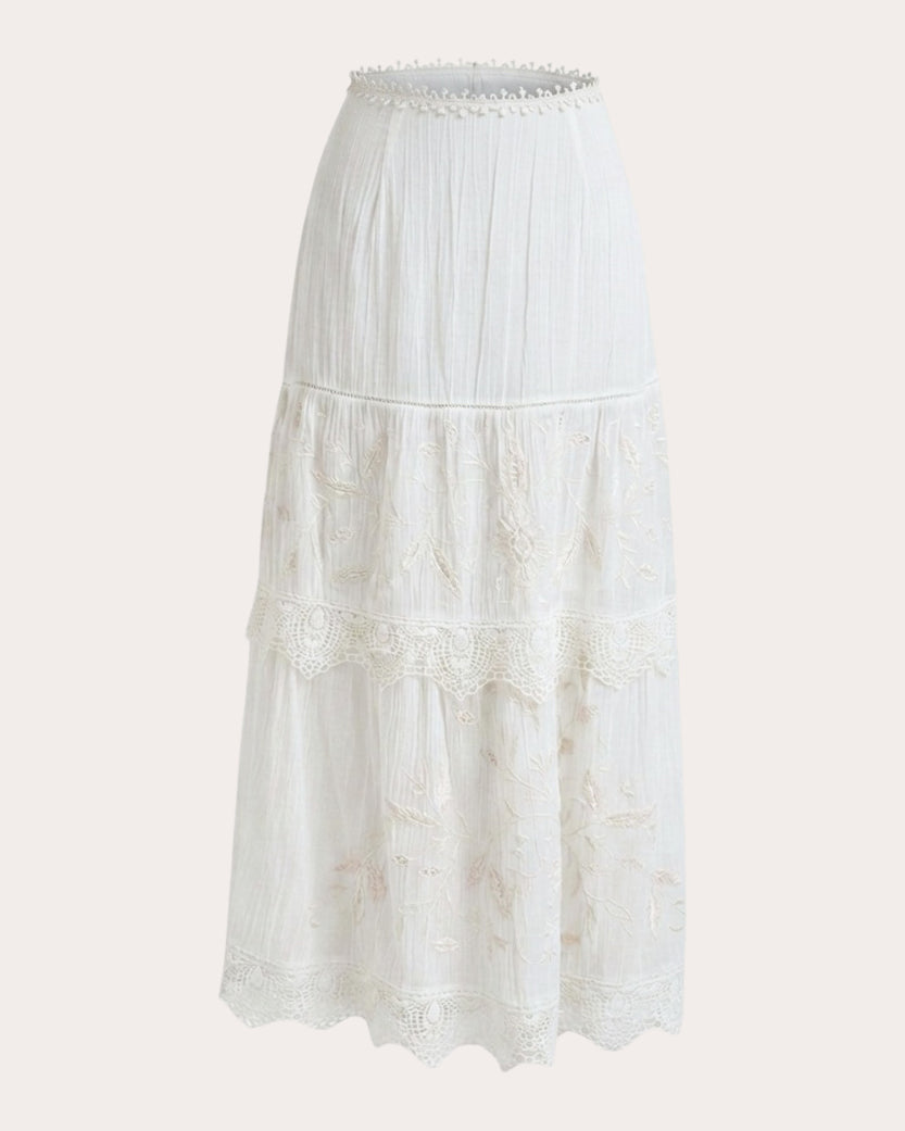 Erica Crinkled Crepe Tiered Maxi Skirt