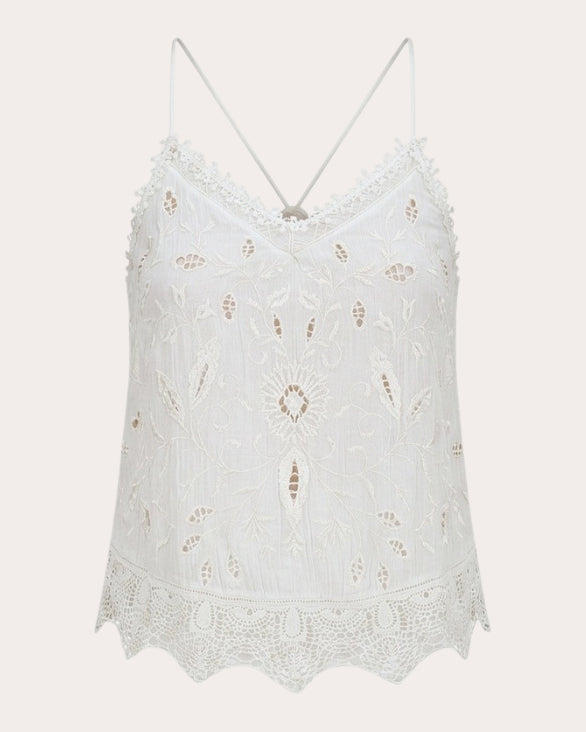 Esha Embroidered Crinkled Crepe Tank Top