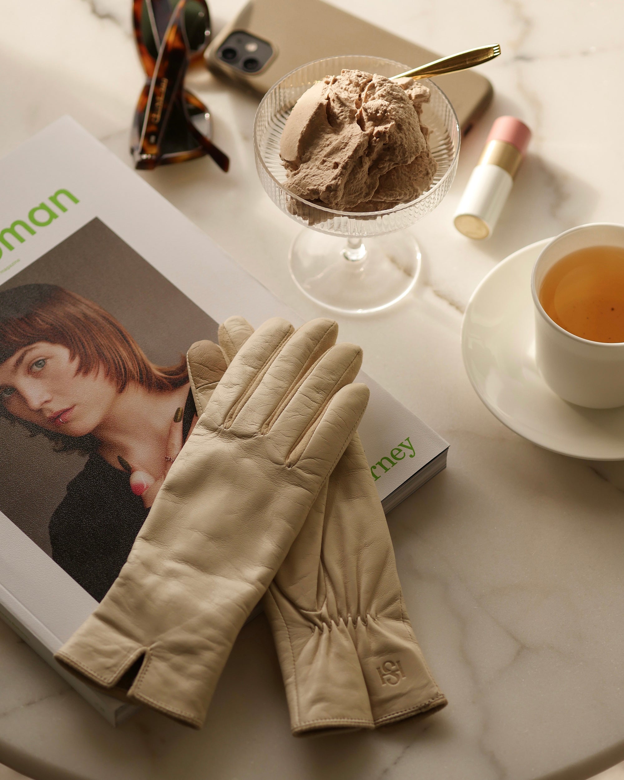 Cream Essentials Leather Gloves