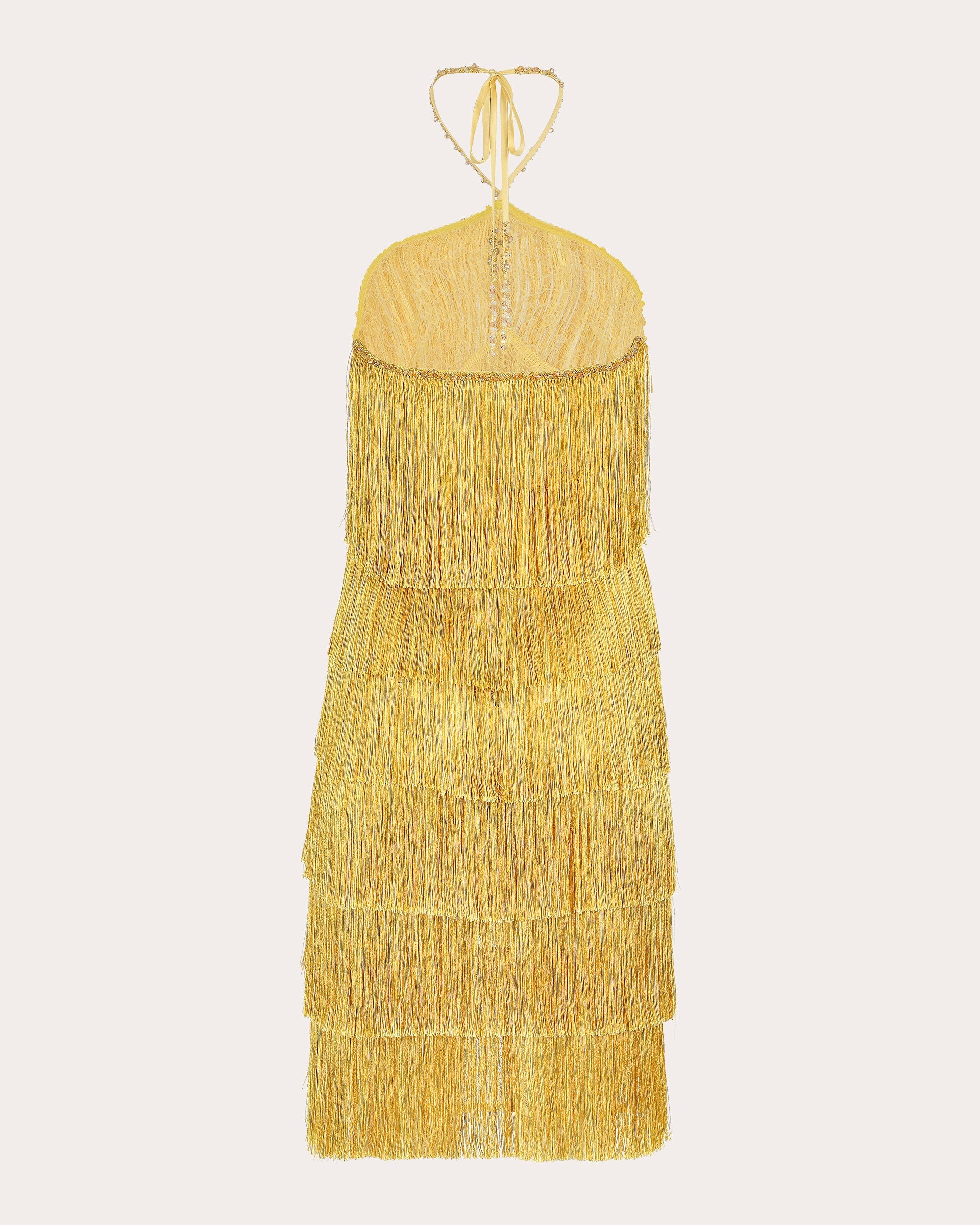 Estrella Silk Fringe Tiered Mini Dress