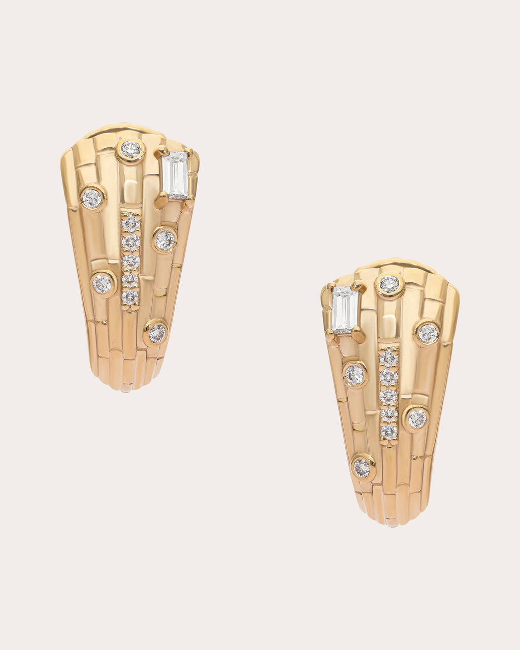 Diamond & 14k Gold Small Skyline Hoop Earrings