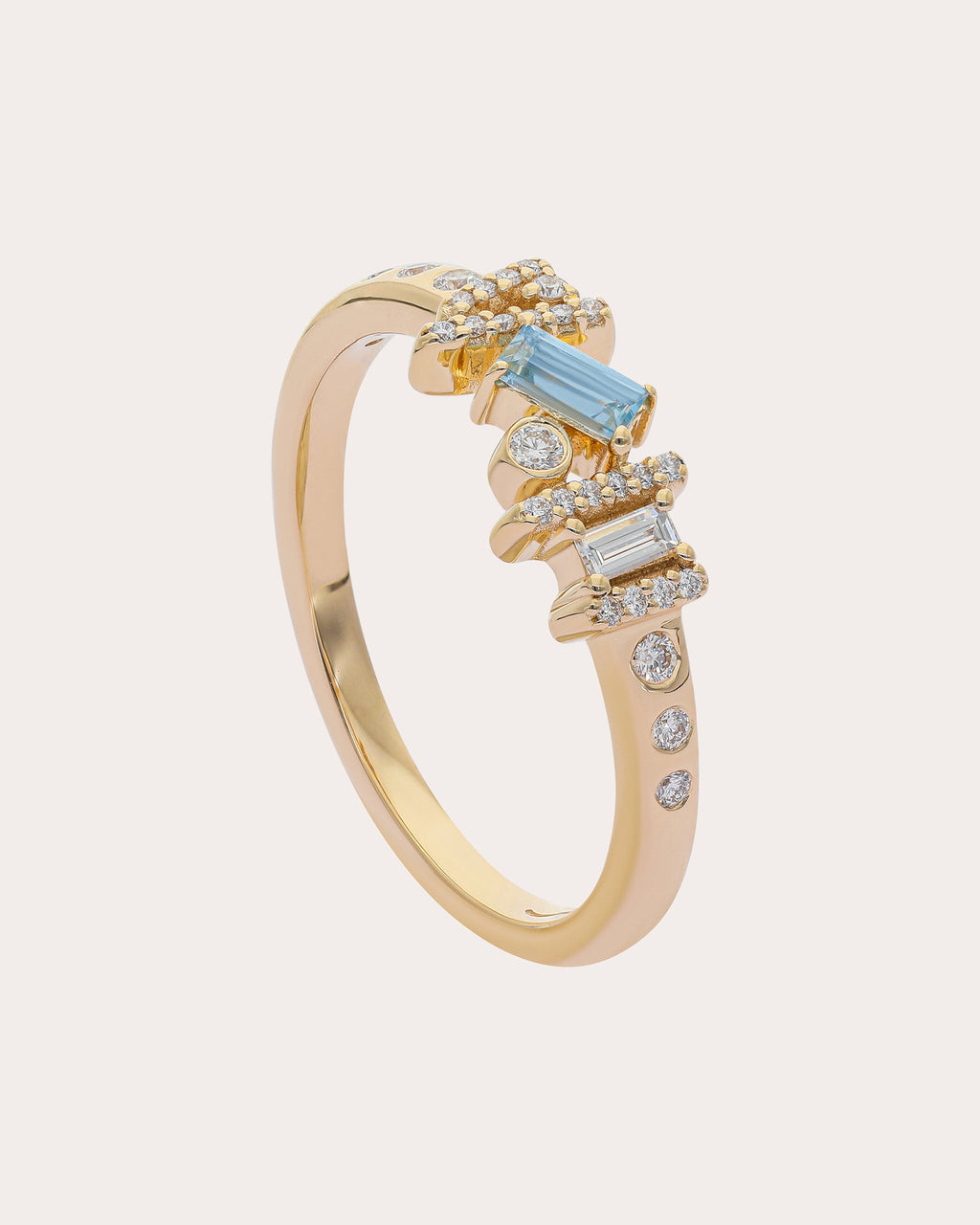 Aquamarine & Diamond 14k Gold Ethereal Angel Ring