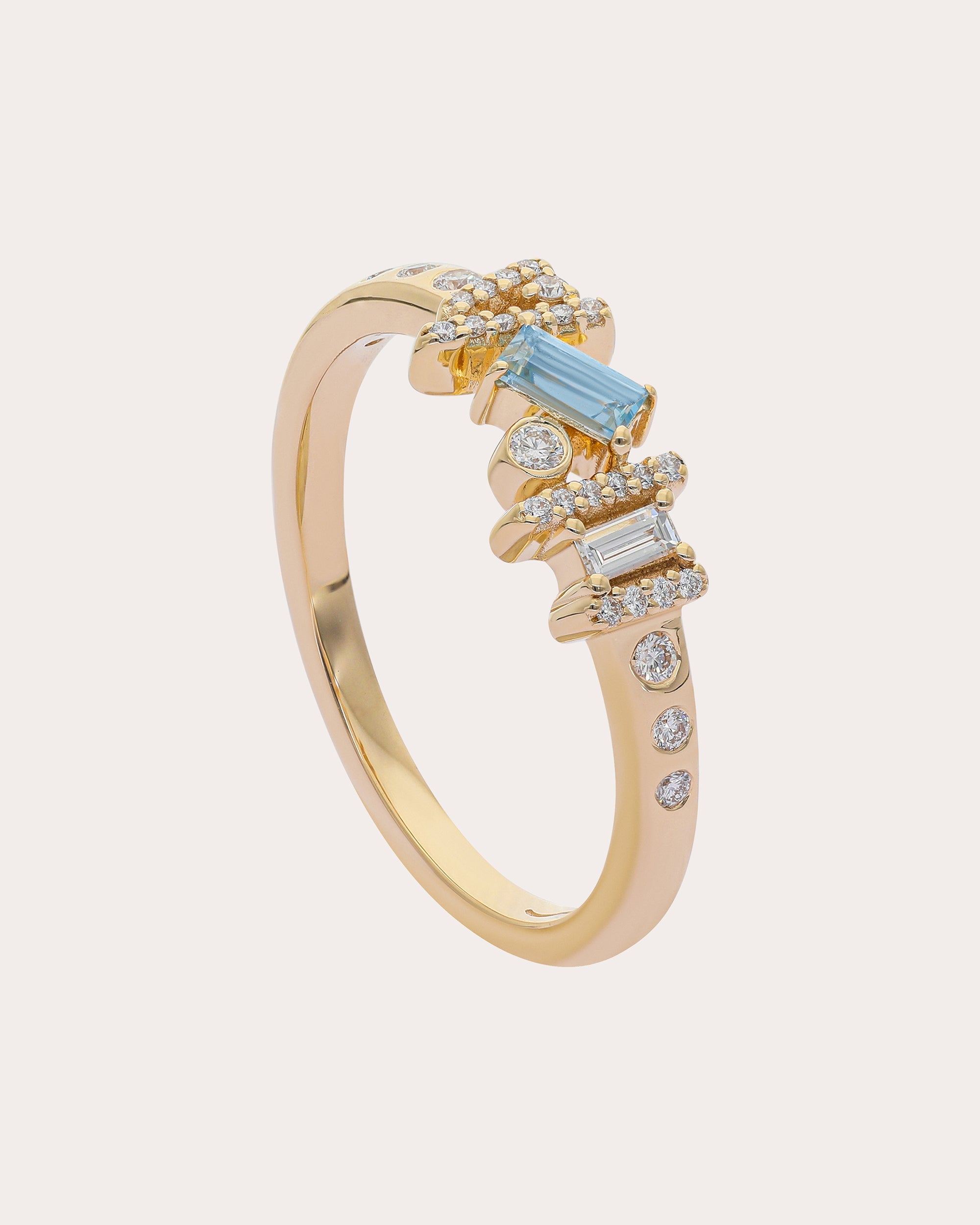 Aquamarine & Diamond 14k Gold Ethereal Angel Ring