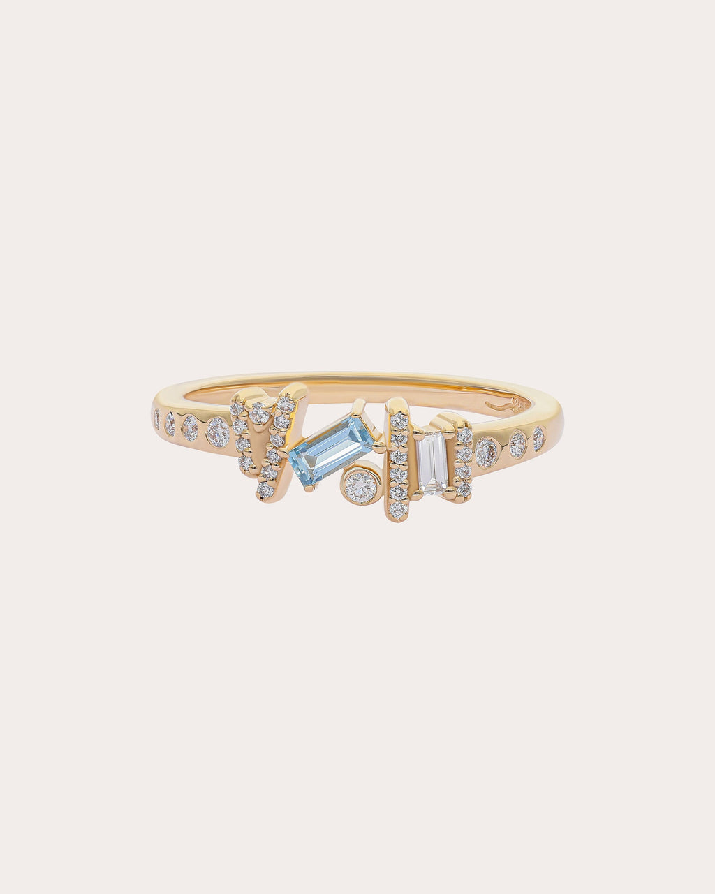 Aquamarine & Diamond 14k Gold Ethereal Angel Ring