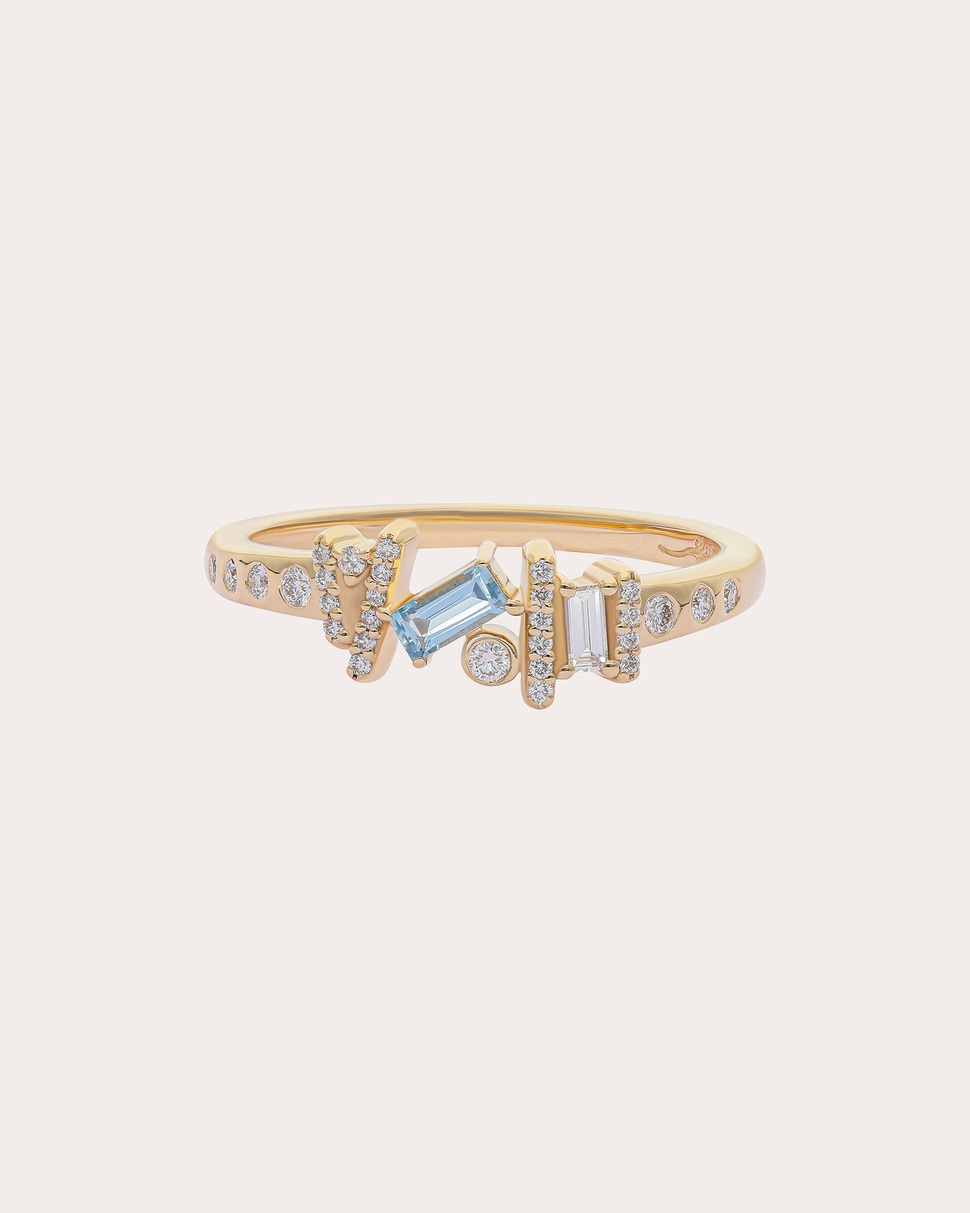 Aquamarine & Diamond 14k Gold Ethereal Angel Ring