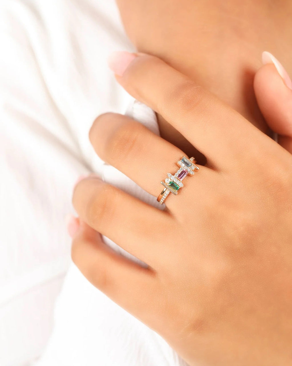 Diamond & Gemstone 14k Gold Ethereal Reine Ring