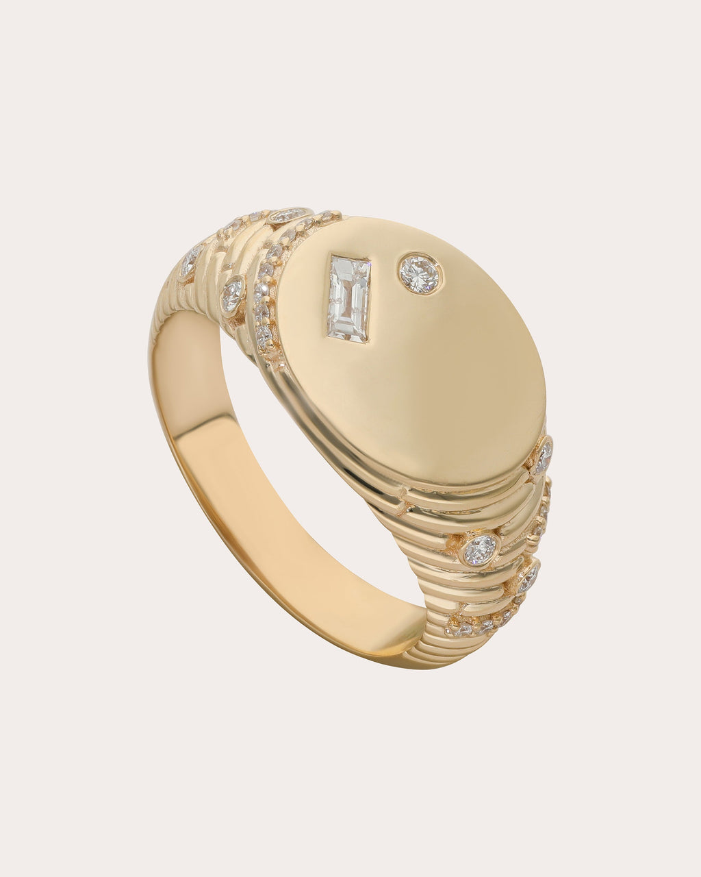 Diamond & 14k Gold Ethereal Signet Ring
