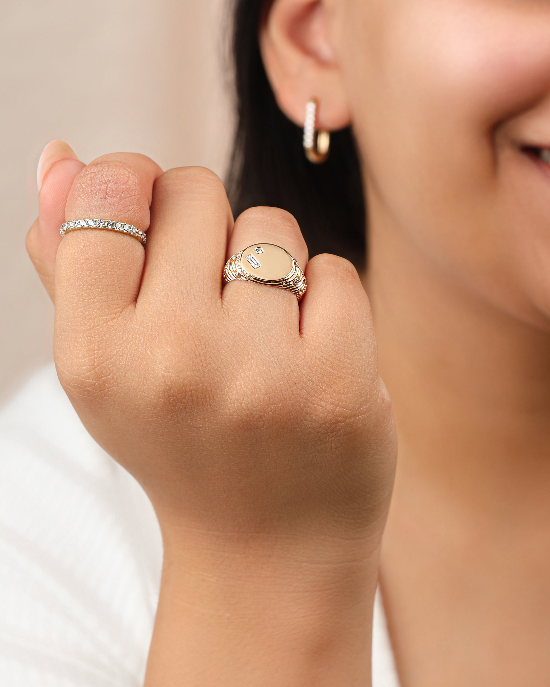 Diamond & 14k Gold Ethereal Signet Ring