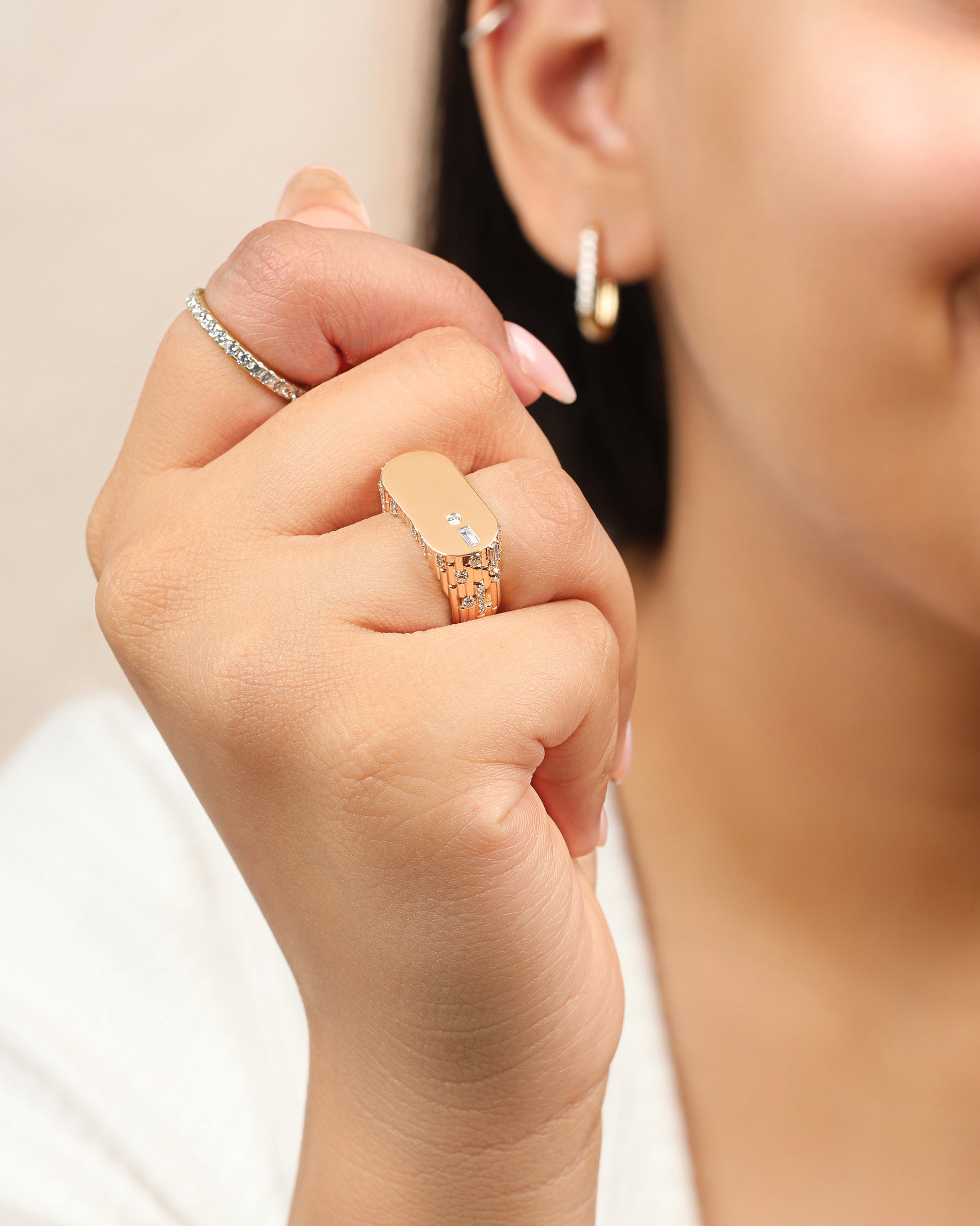 Diamond & 14k Gold Ethereal Skyline Signet Ring