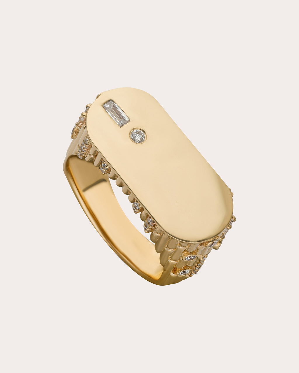 Diamond & 14k Gold Ethereal Skyline Signet Ring