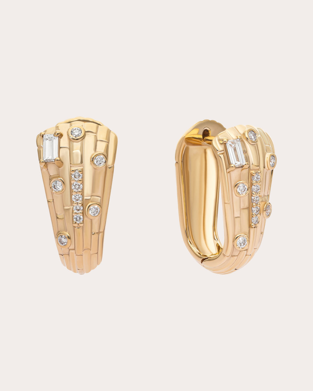 Diamond & 14k Gold Small Skyline Hoop Earrings