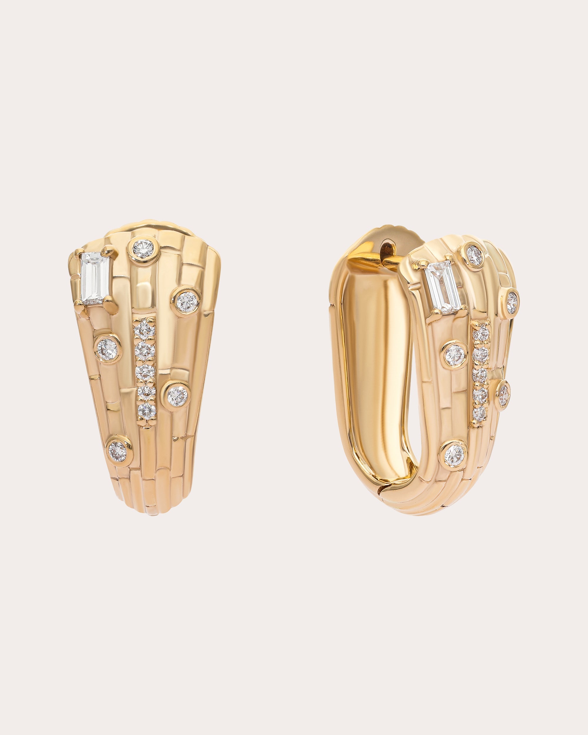 Diamond & 14k Gold Small Skyline Hoop Earrings