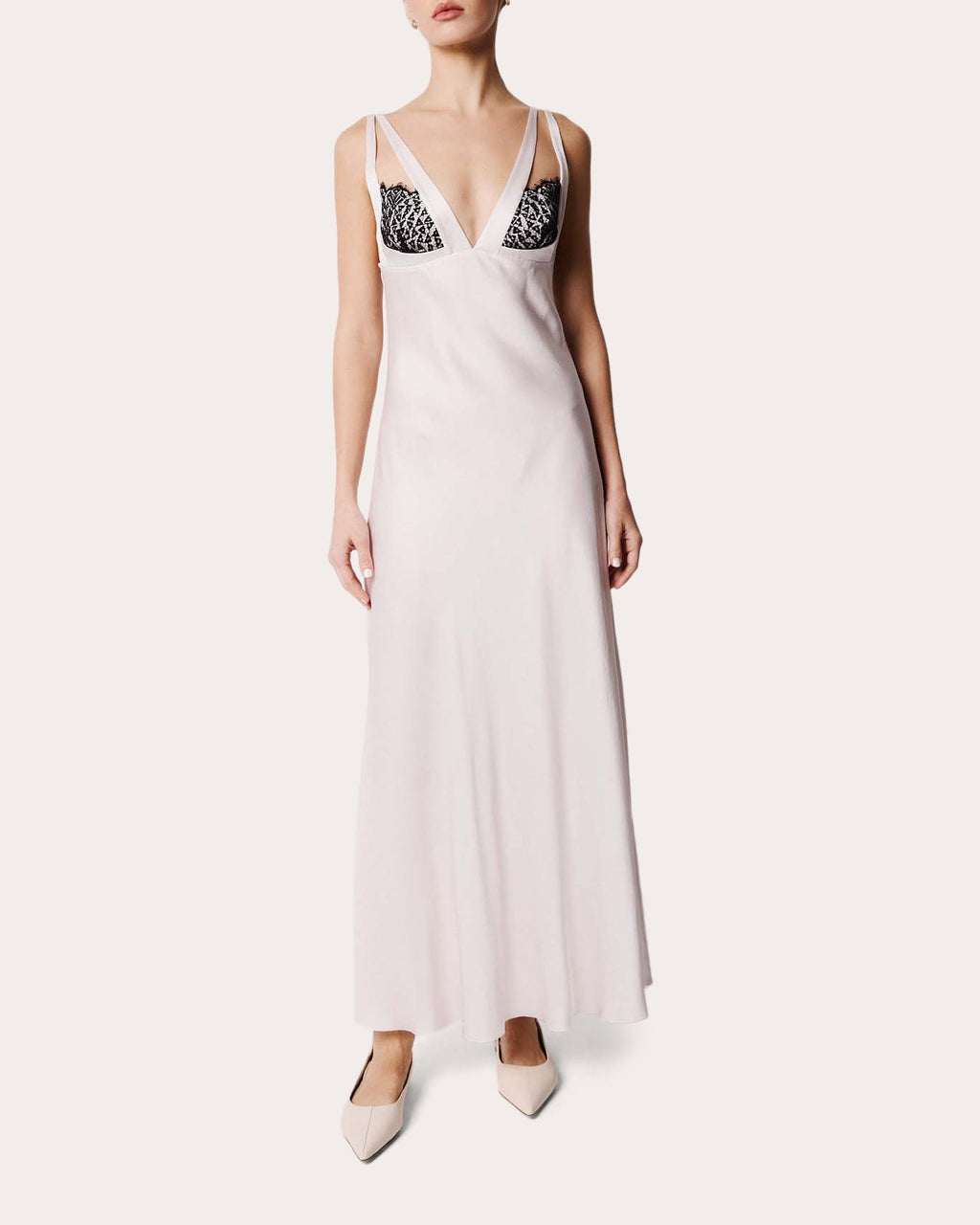 Eva Silk Lace Cutout Slip Maxi Dress