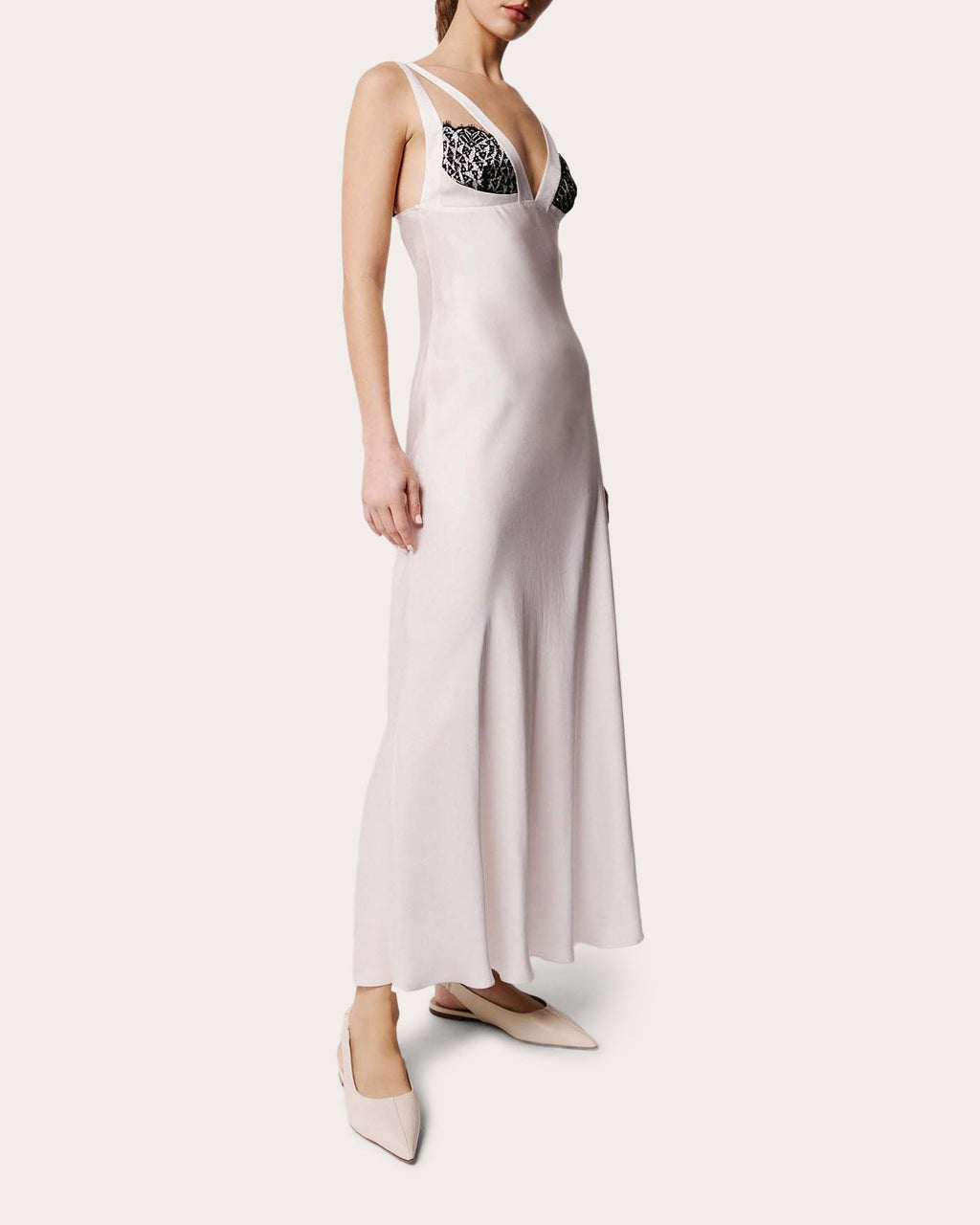 Eva Silk Lace Cutout Slip Maxi Dress