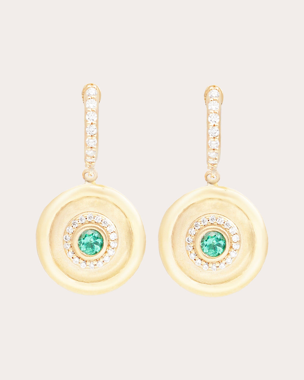 Emerald & 14k Gold Evolve Charm Hoop Earrings