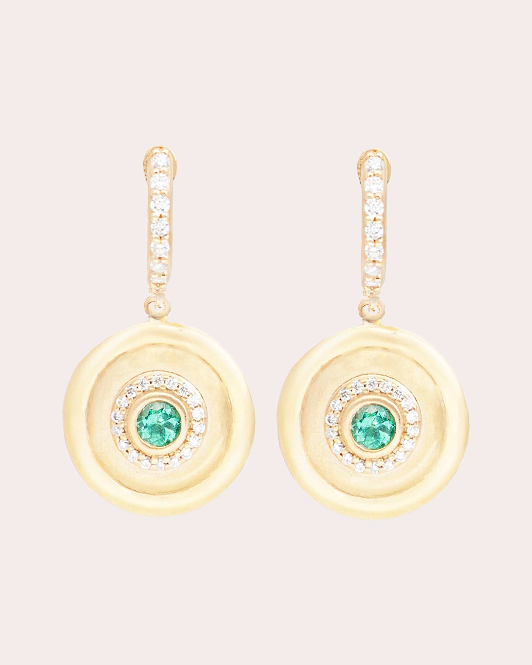Emerald & 14k Gold Evolve Charm Hoop Earrings