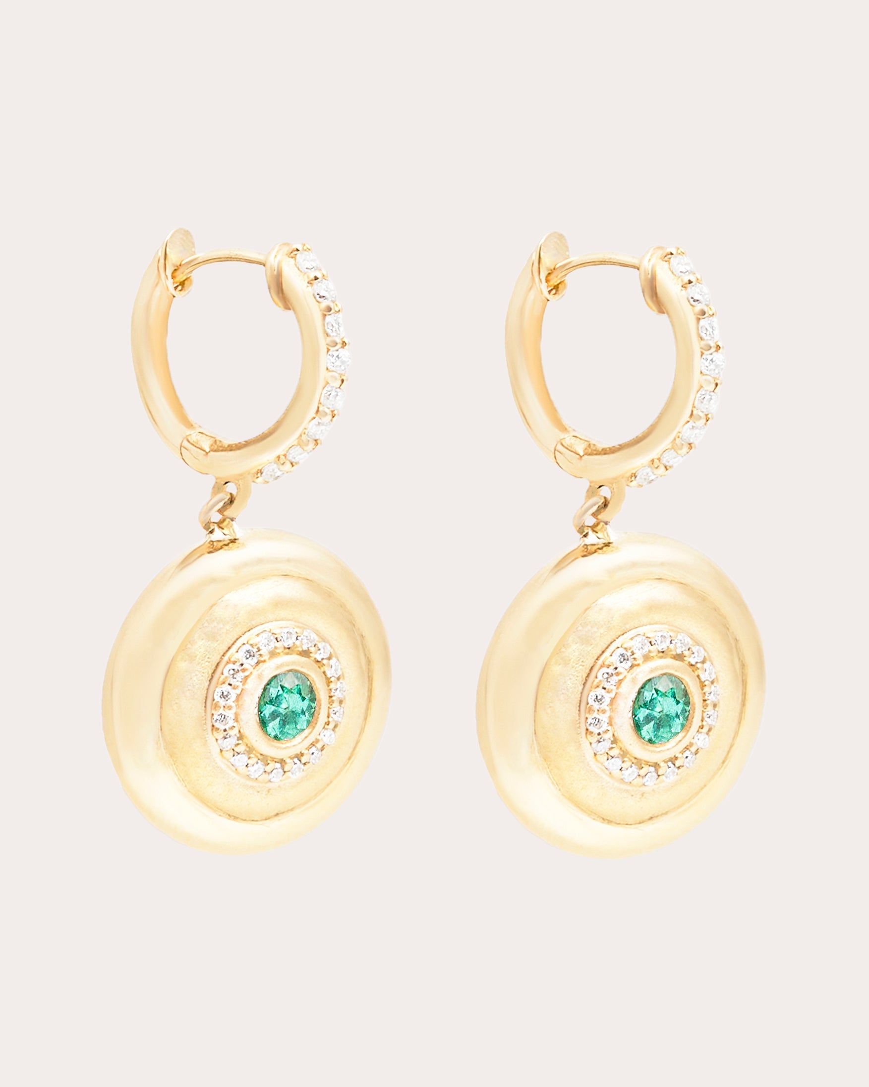 Emerald & 14k Gold Evolve Charm Hoop Earrings