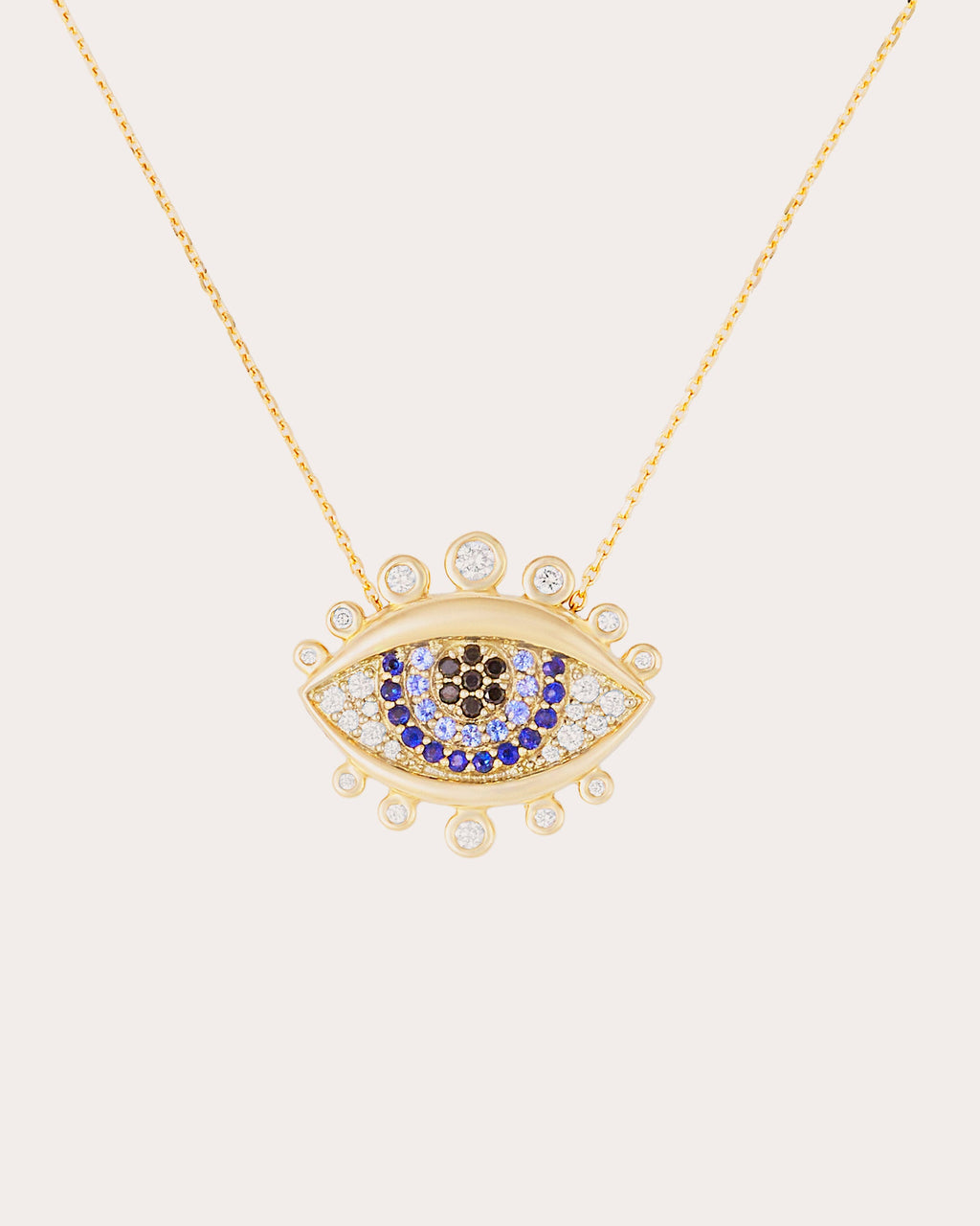 Diamond & Sapphire 14k Gold Juju Evil Eye Pendant Necklace