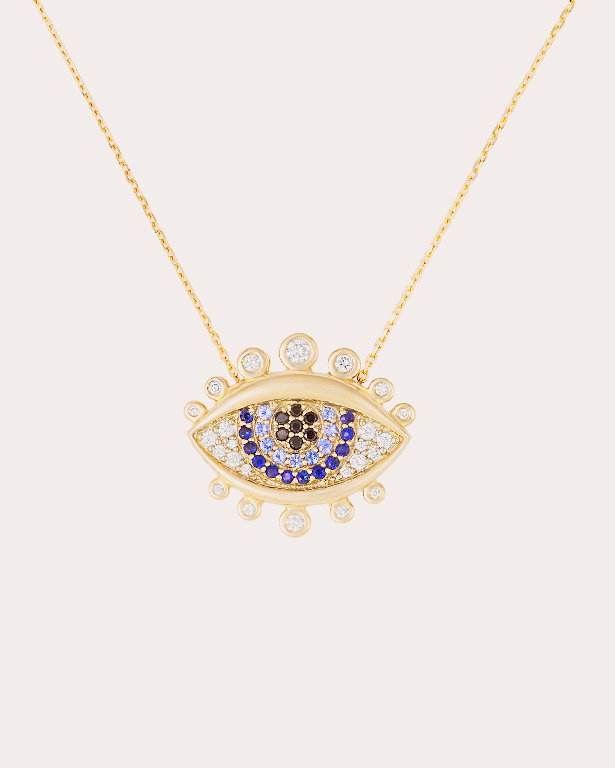 Diamond & Sapphire 14k Gold Juju Evil Eye Pendant Necklace