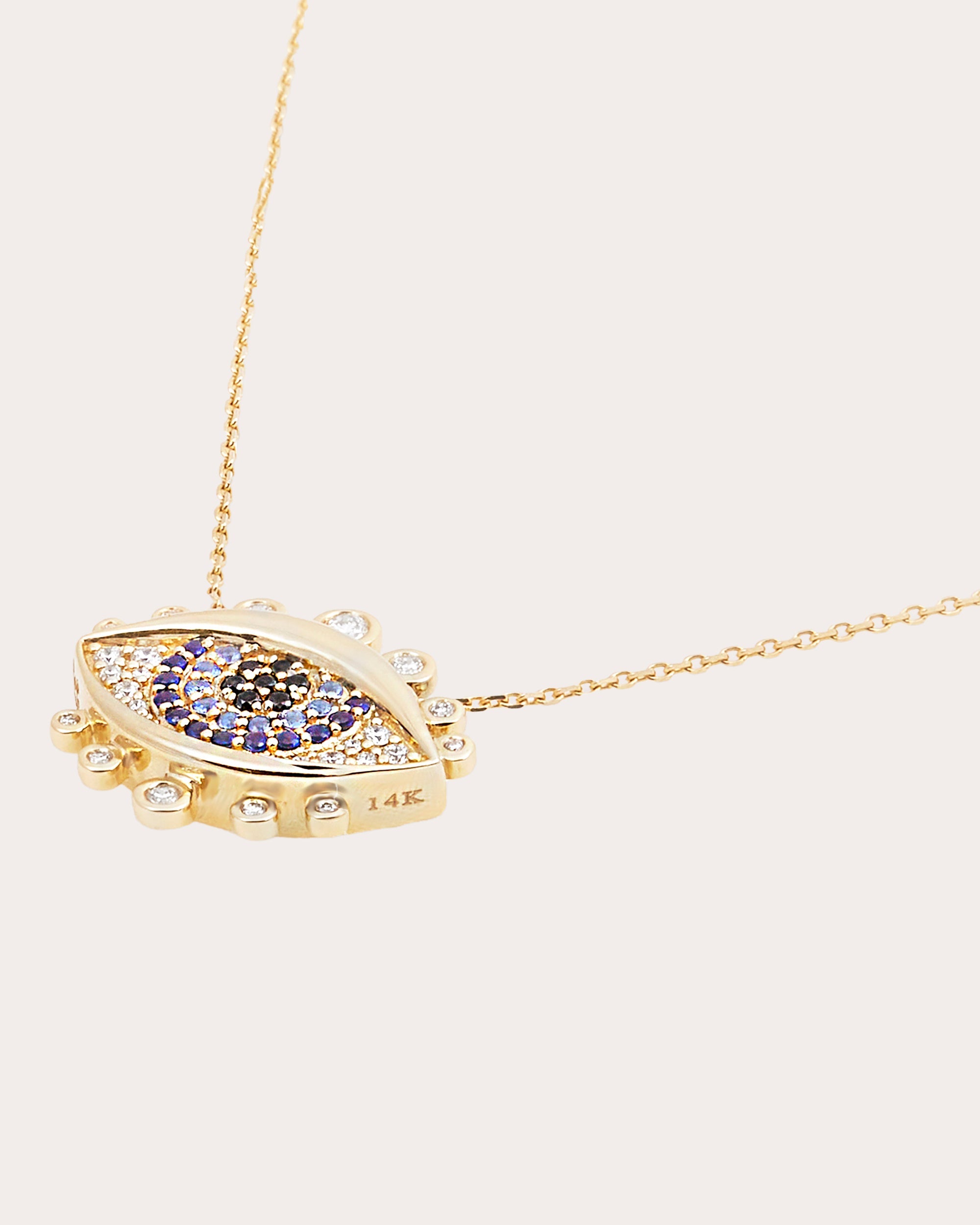 Diamond & Sapphire 14k Gold Juju Evil Eye Pendant Necklace