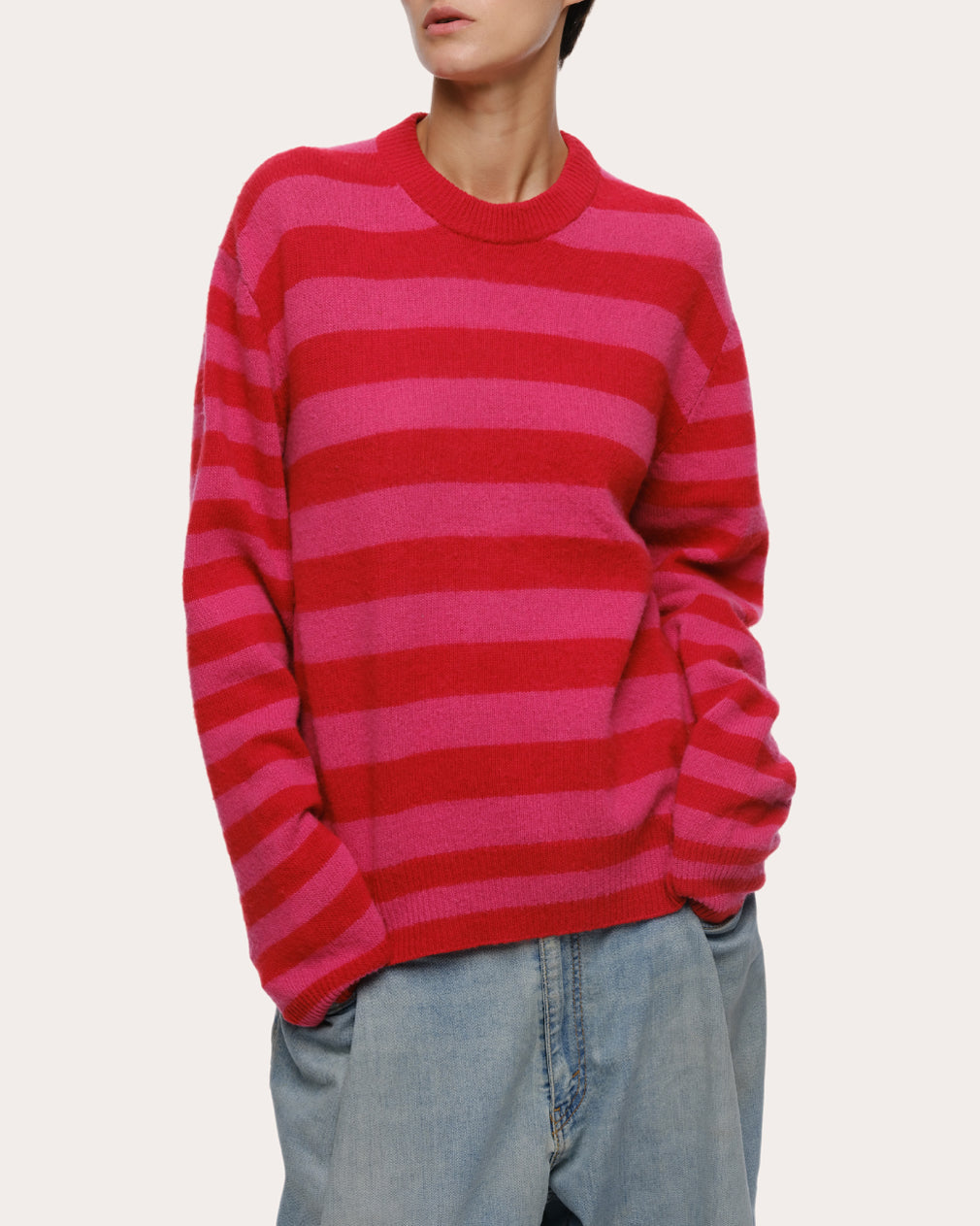 Jenn Stripe Brushed Cashmere Wool Sweater