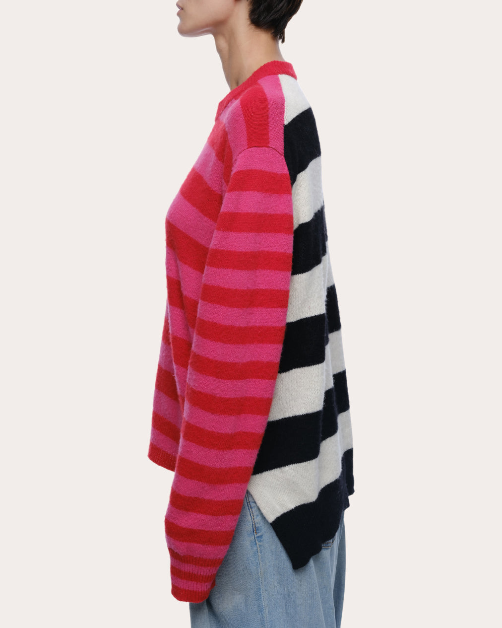 Jenn Stripe Brushed Cashmere Wool Sweater