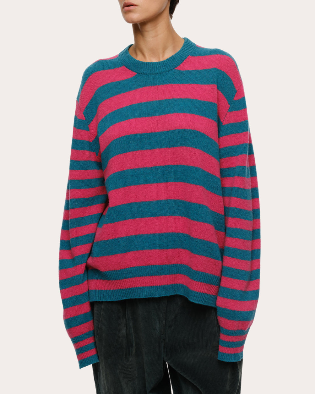 Jenn Stripe Brushed Cashmere Wool Sweater
