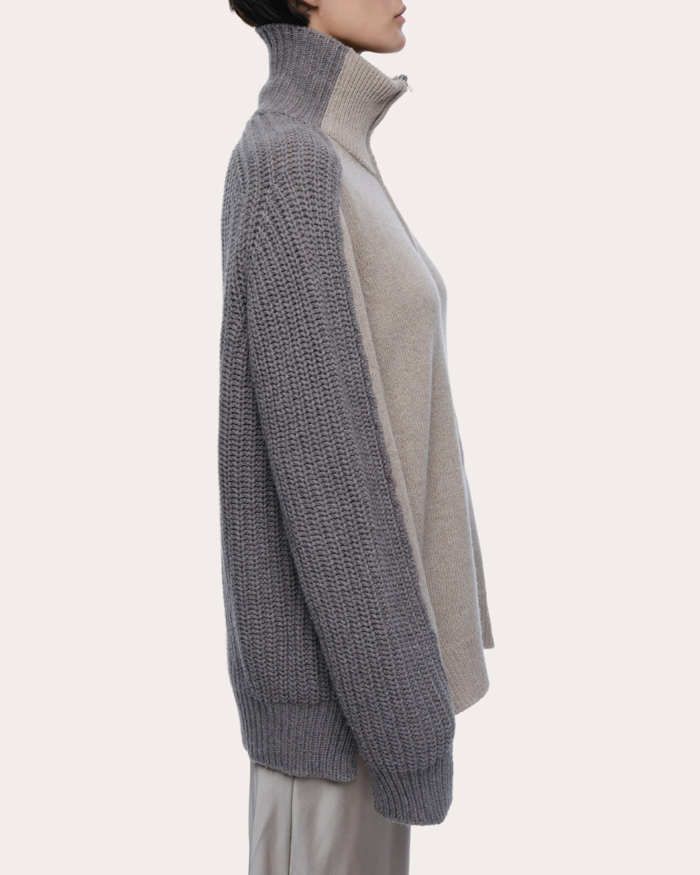 Dakota Cashmere Wool Paneled Zip Cardigan
