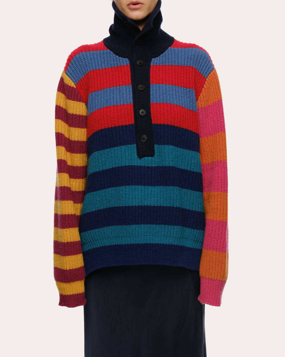 Parker Striped Cashmere-Blend Polo Sweater