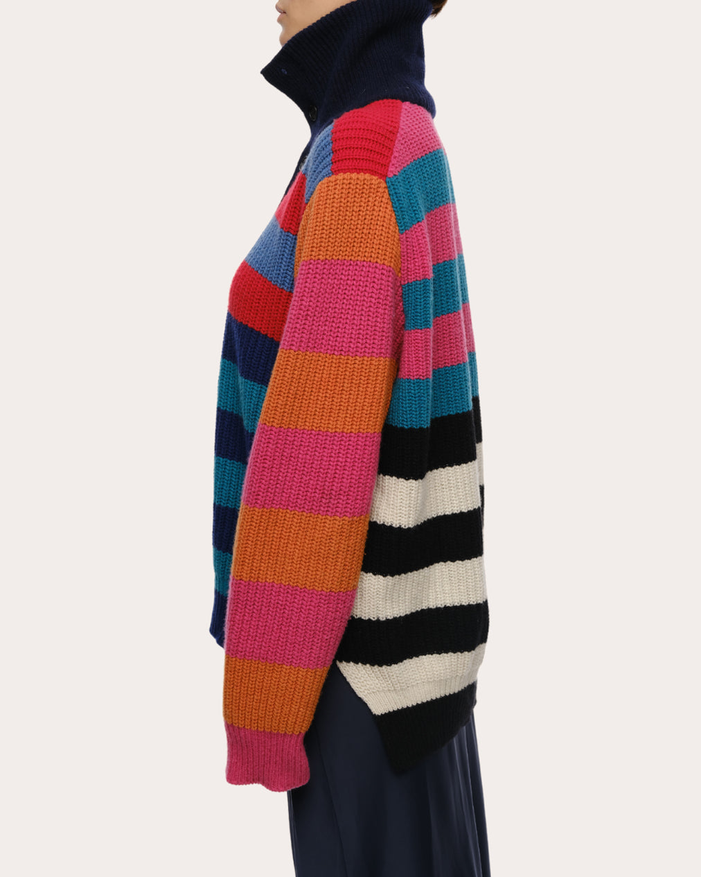 Parker Striped Cashmere-Blend Polo Sweater