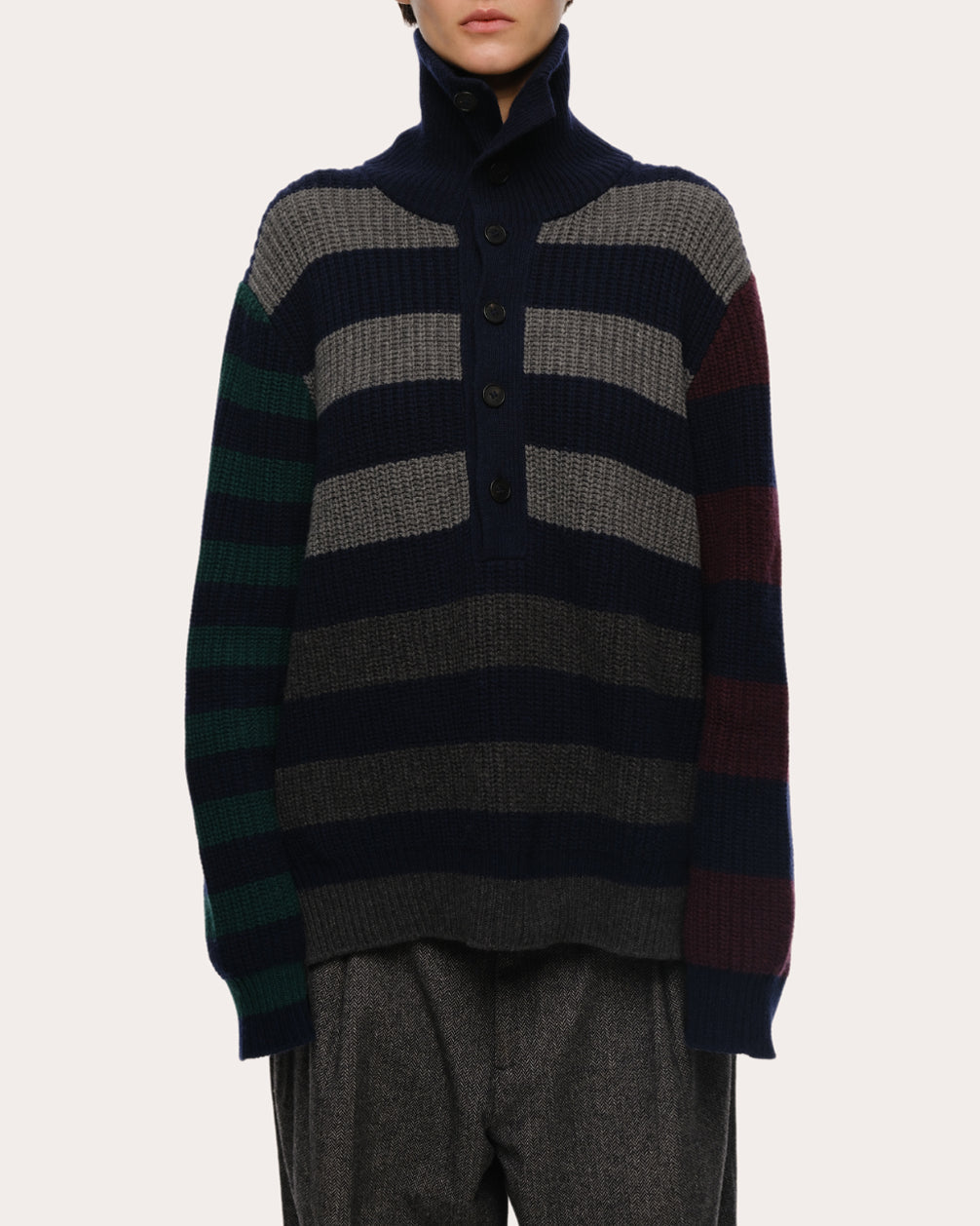 Parker Stripe Cashmere Polo Sweater