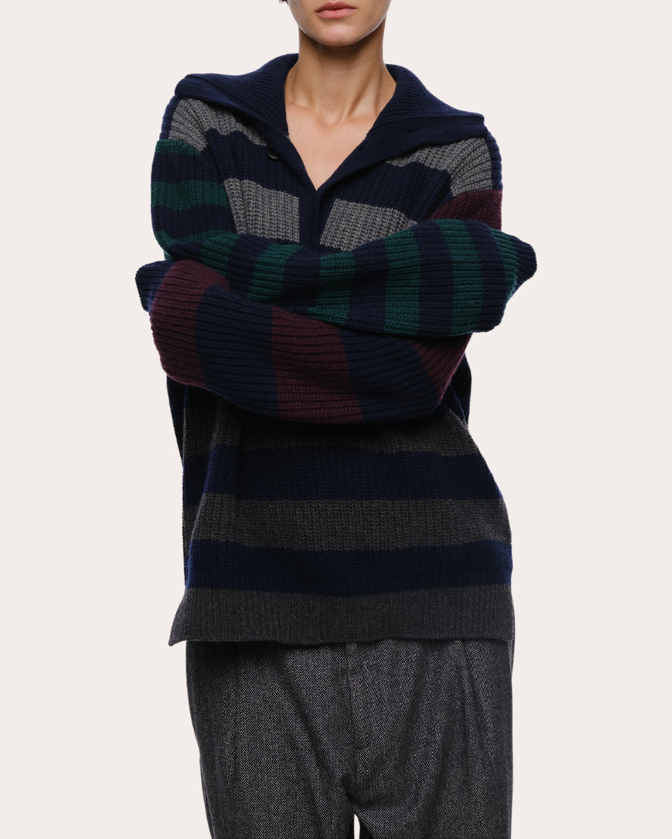 Parker Stripe Cashmere Polo Sweater
