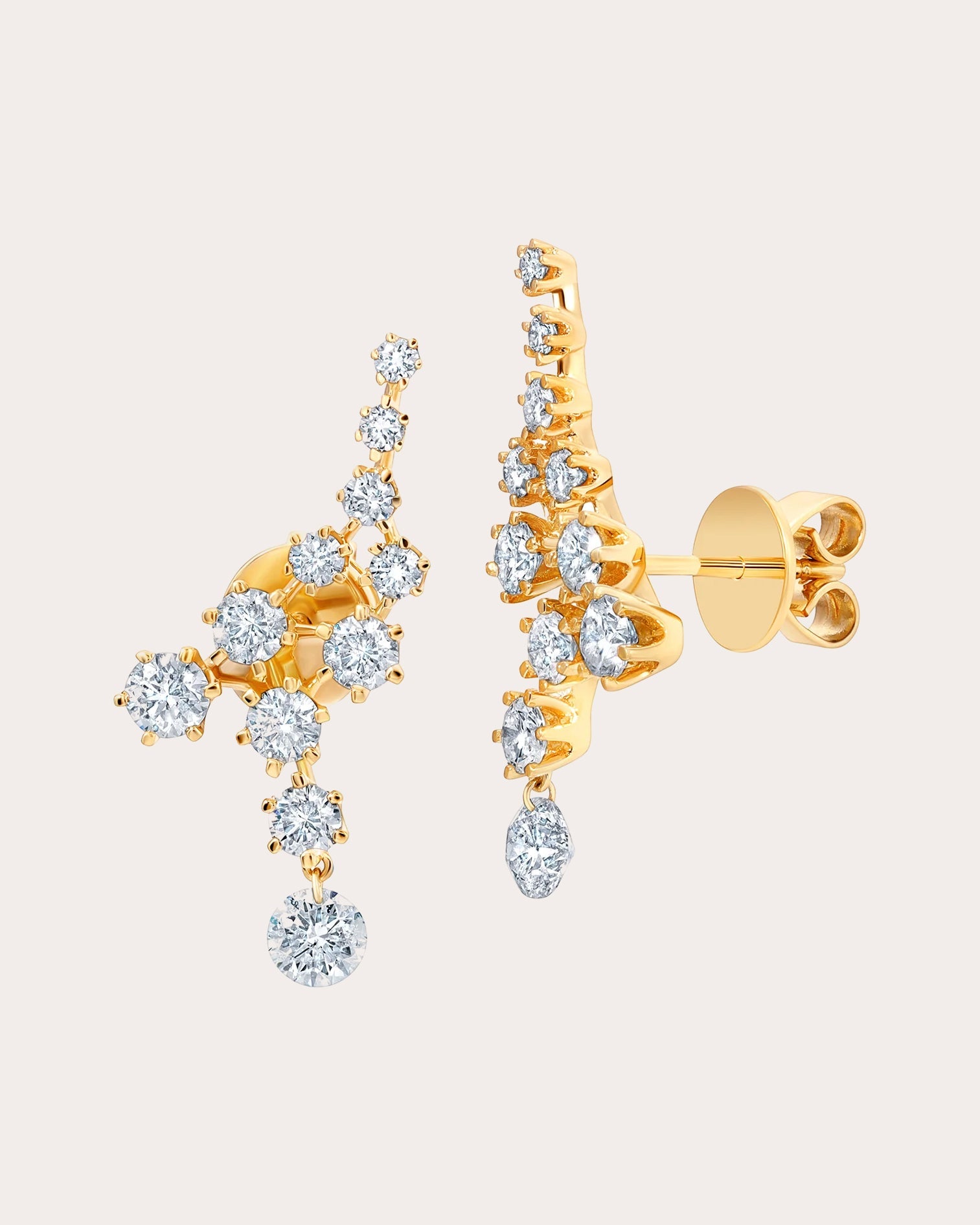 Diamond & 18k Gold Floating Ear Climbers