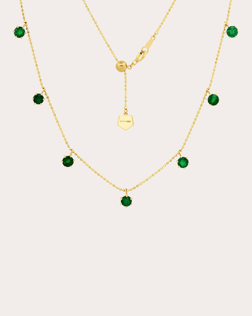 Emerald & 18k Gold Floating Station Necklace