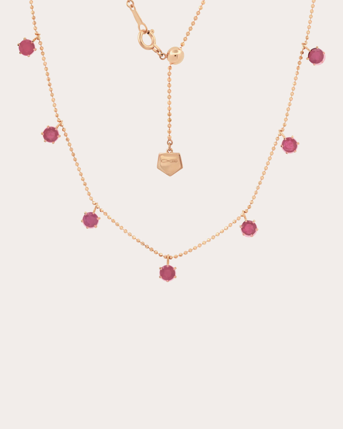 Pink Sapphire & 18k Rose Gold Floating Station Necklace