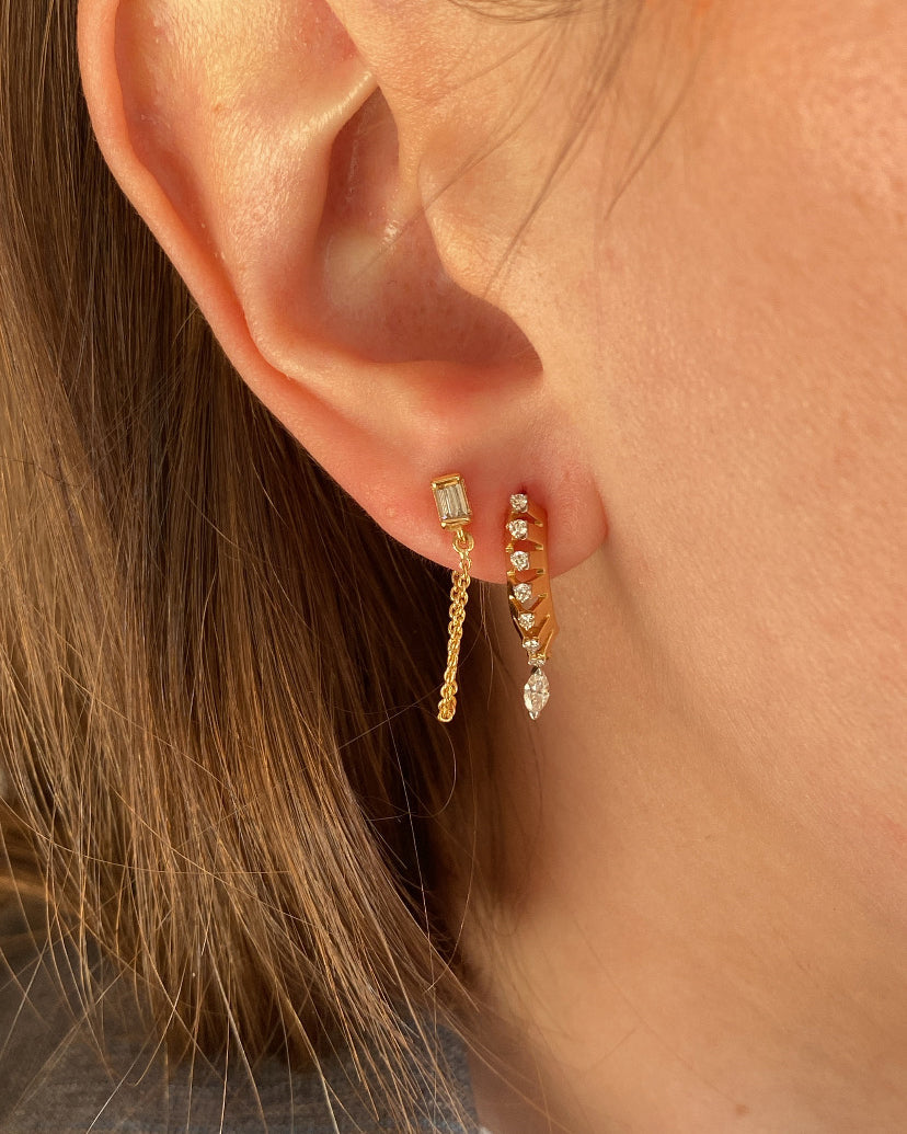 Diamond Marquise Mini Tricone Drop Earrings