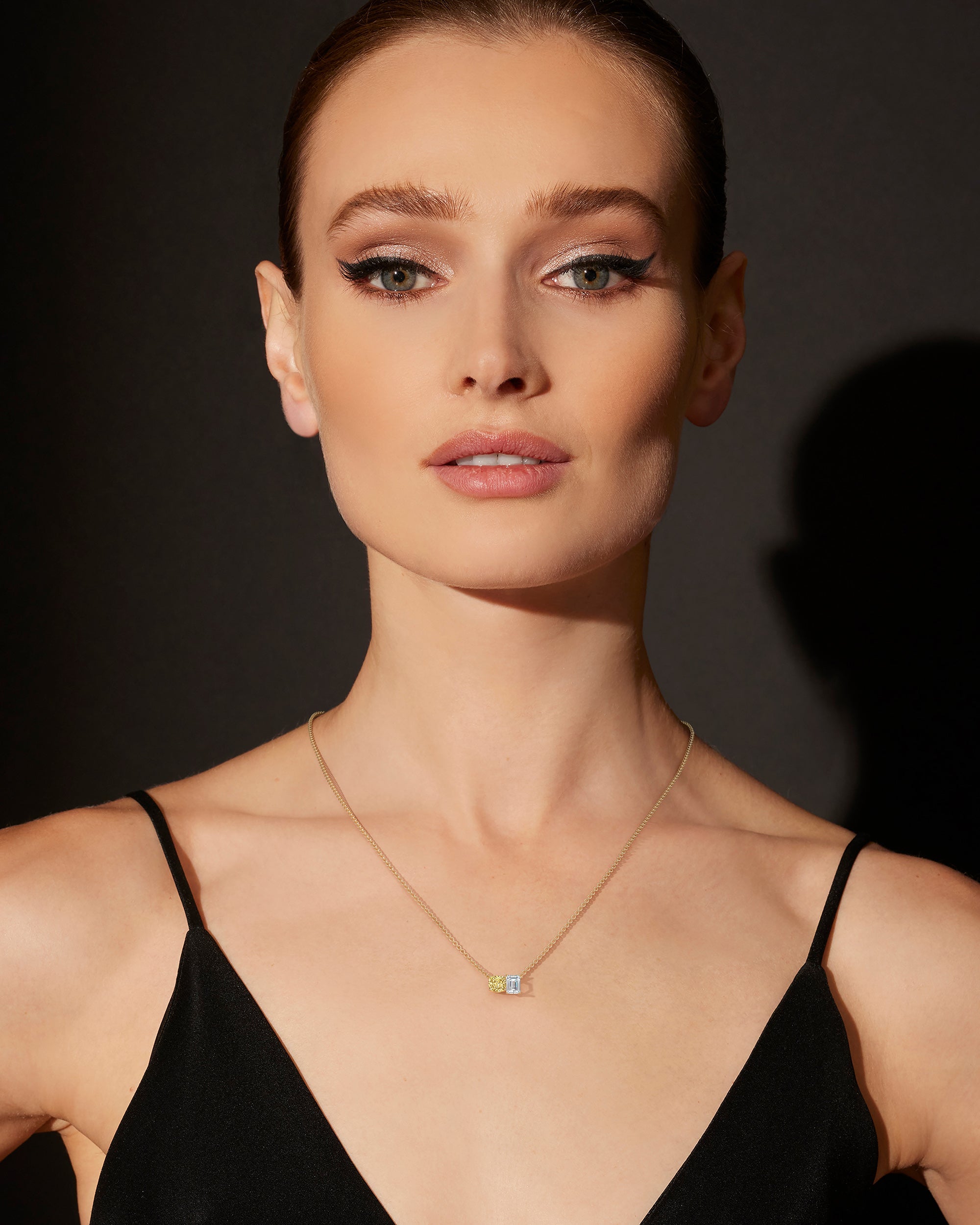 Yellow & White Diamond Orient Express Pendant Necklace