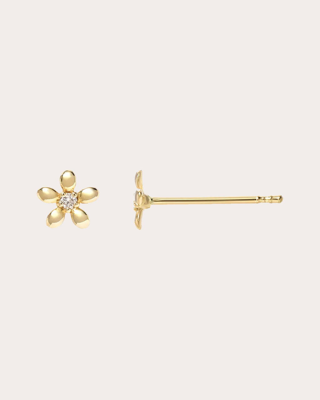 Diamond & 14k Gold Flower Stud Earrings