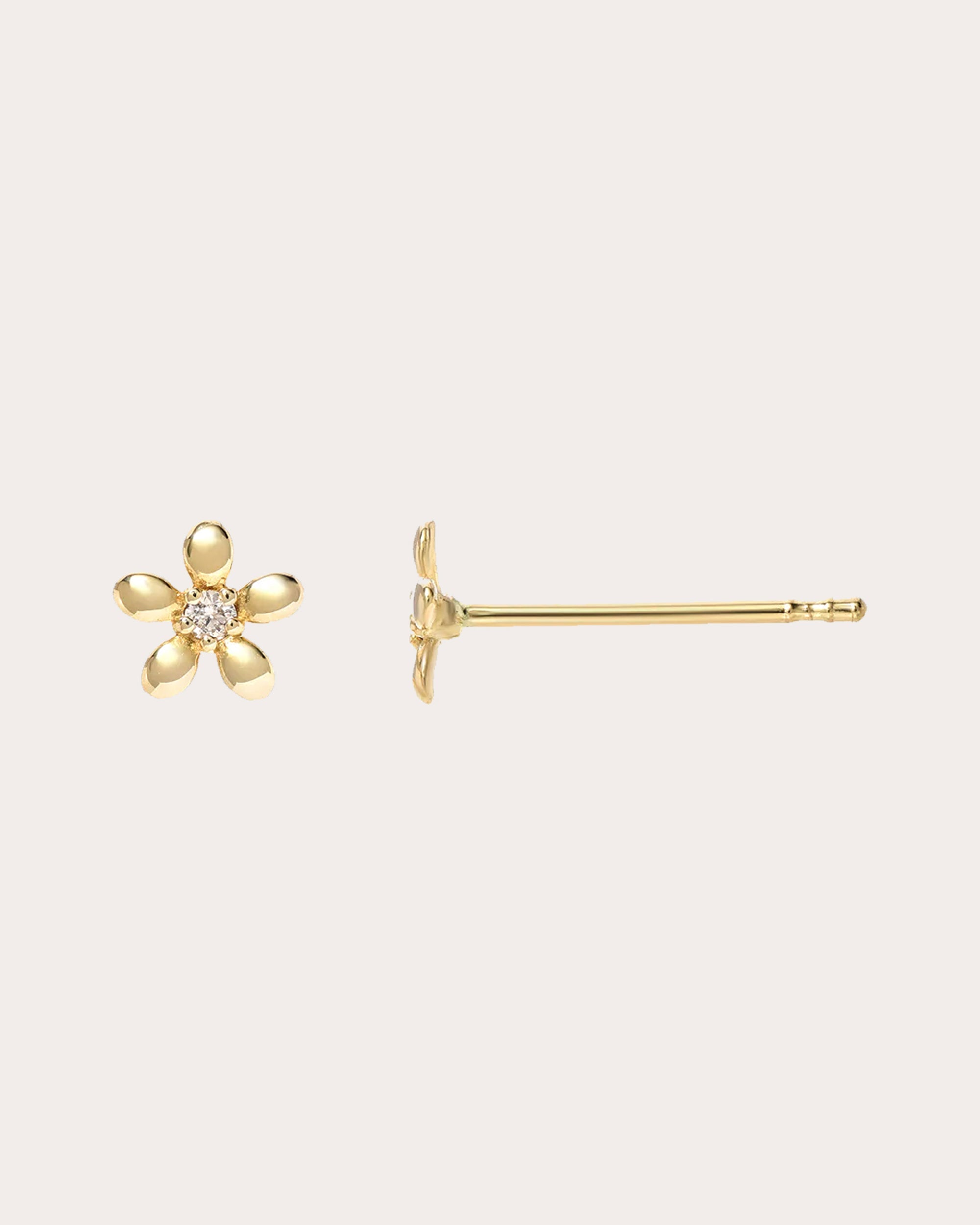 Diamond & 14k Gold Flower Stud Earrings
