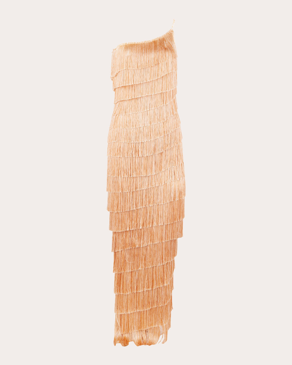 Isidora Silk Fringe Tiered Asymmetric Gown