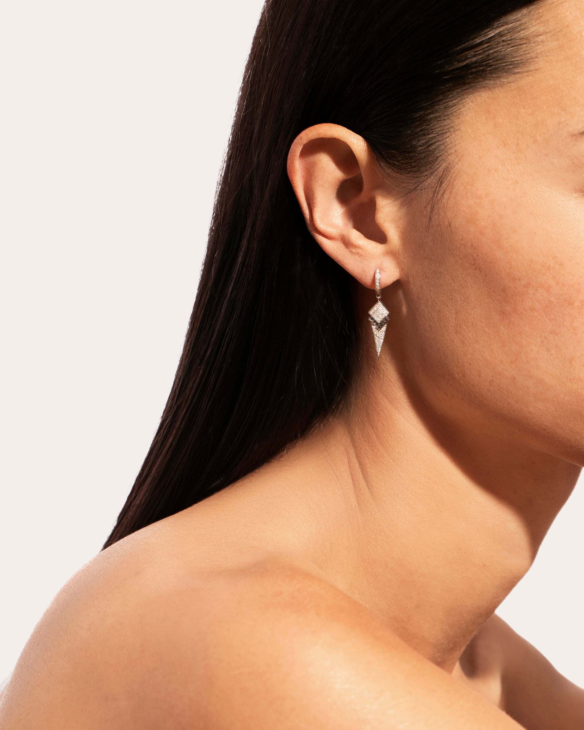 Black & White Diamond Stairway Hoop Earring