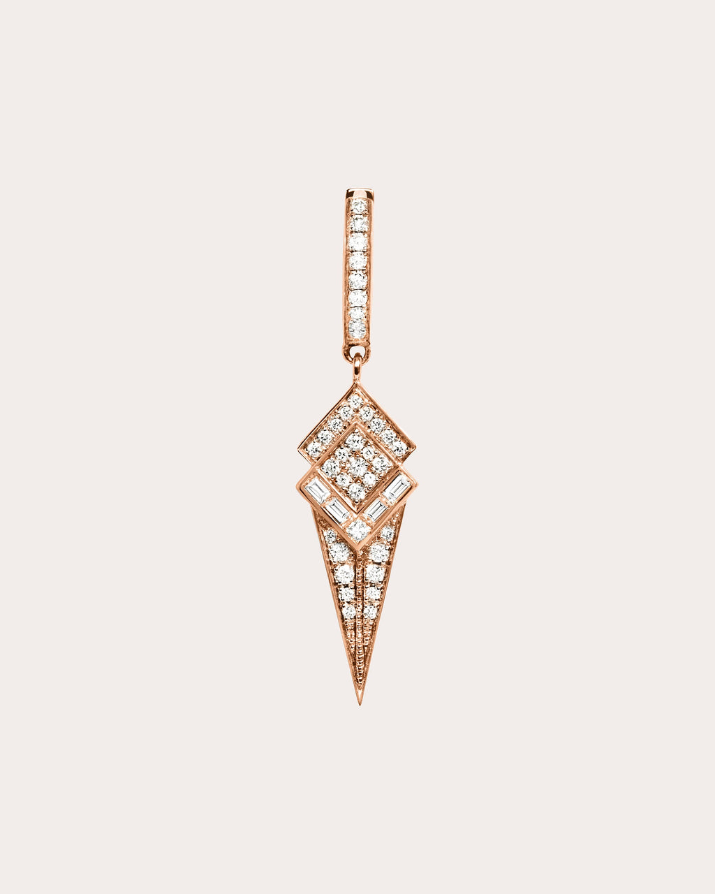 Diamond & 18k Rose Gold Stairway Hoop Earring