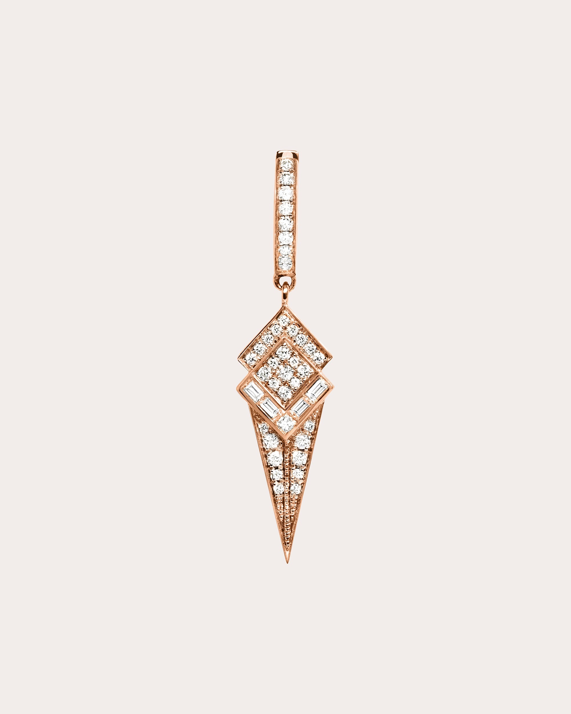 Diamond & 18k Rose Gold Stairway Hoop Earring