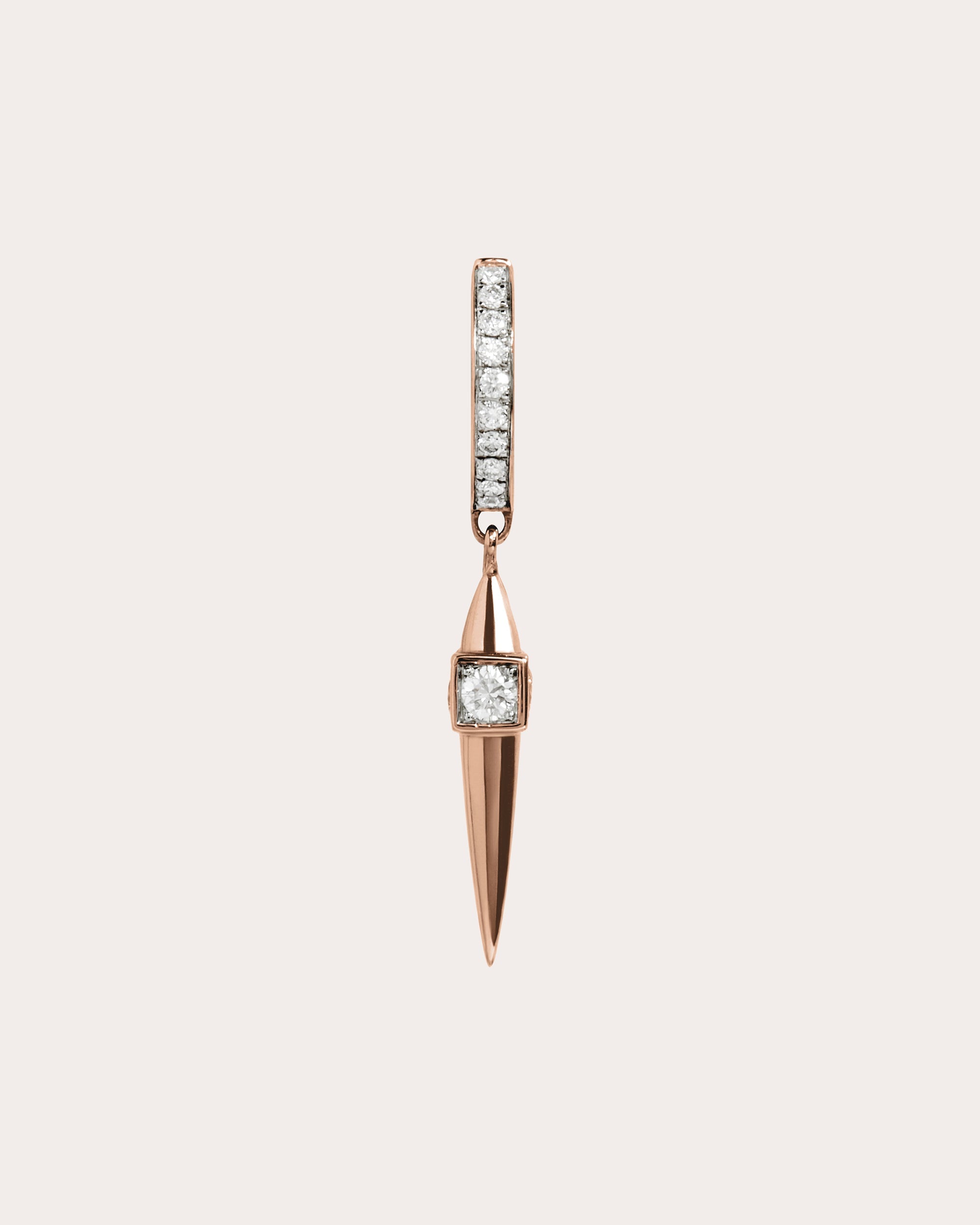 Diamond & 18k Rose Gold Rockaway Hoop Earring