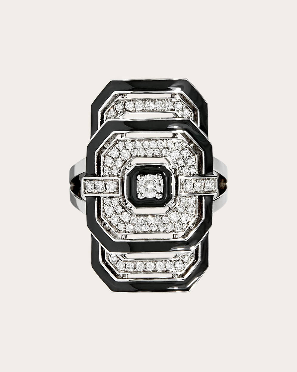 Diamond & Black Enamel My Way Ring