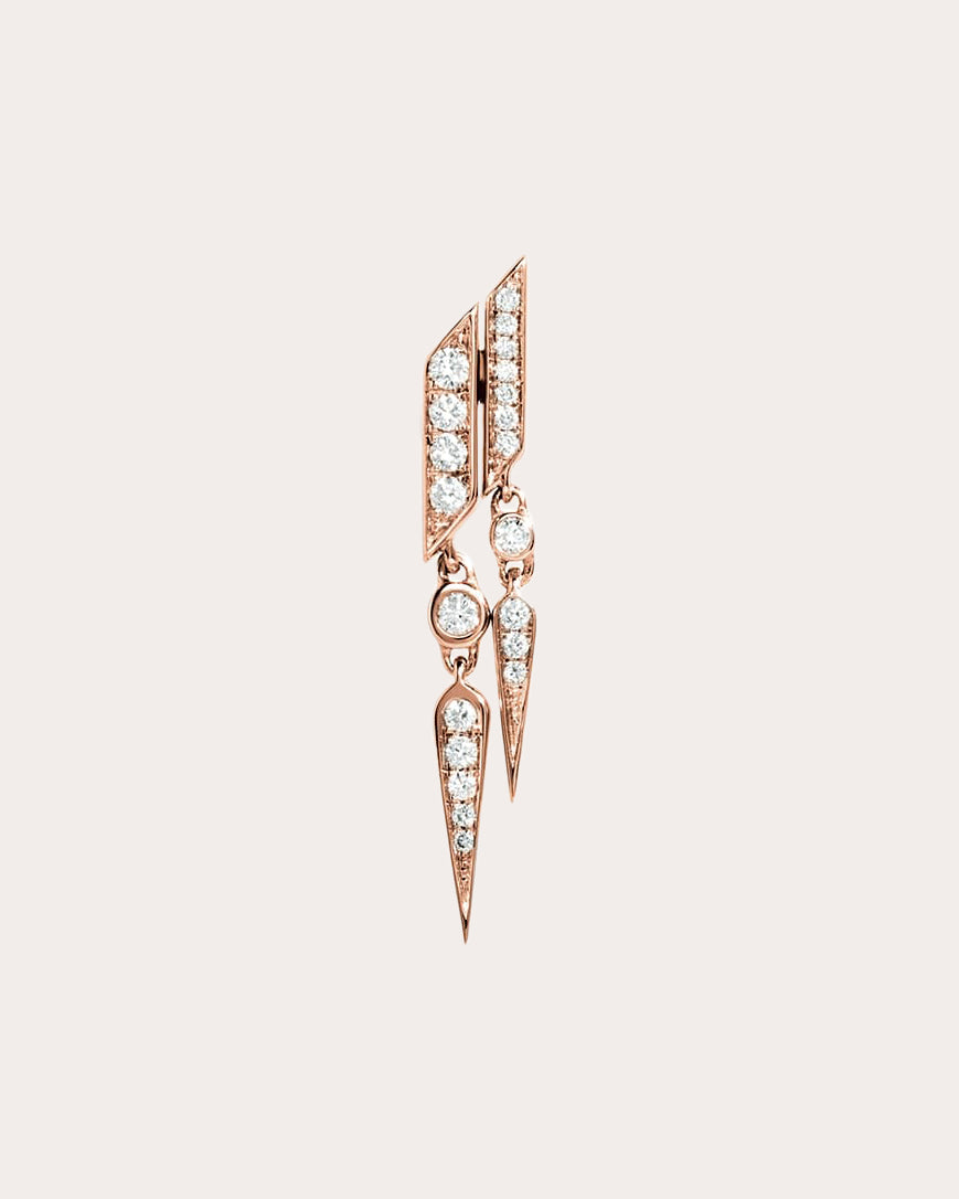Diamond & 18k Rose Gold Anyway Drop Earring