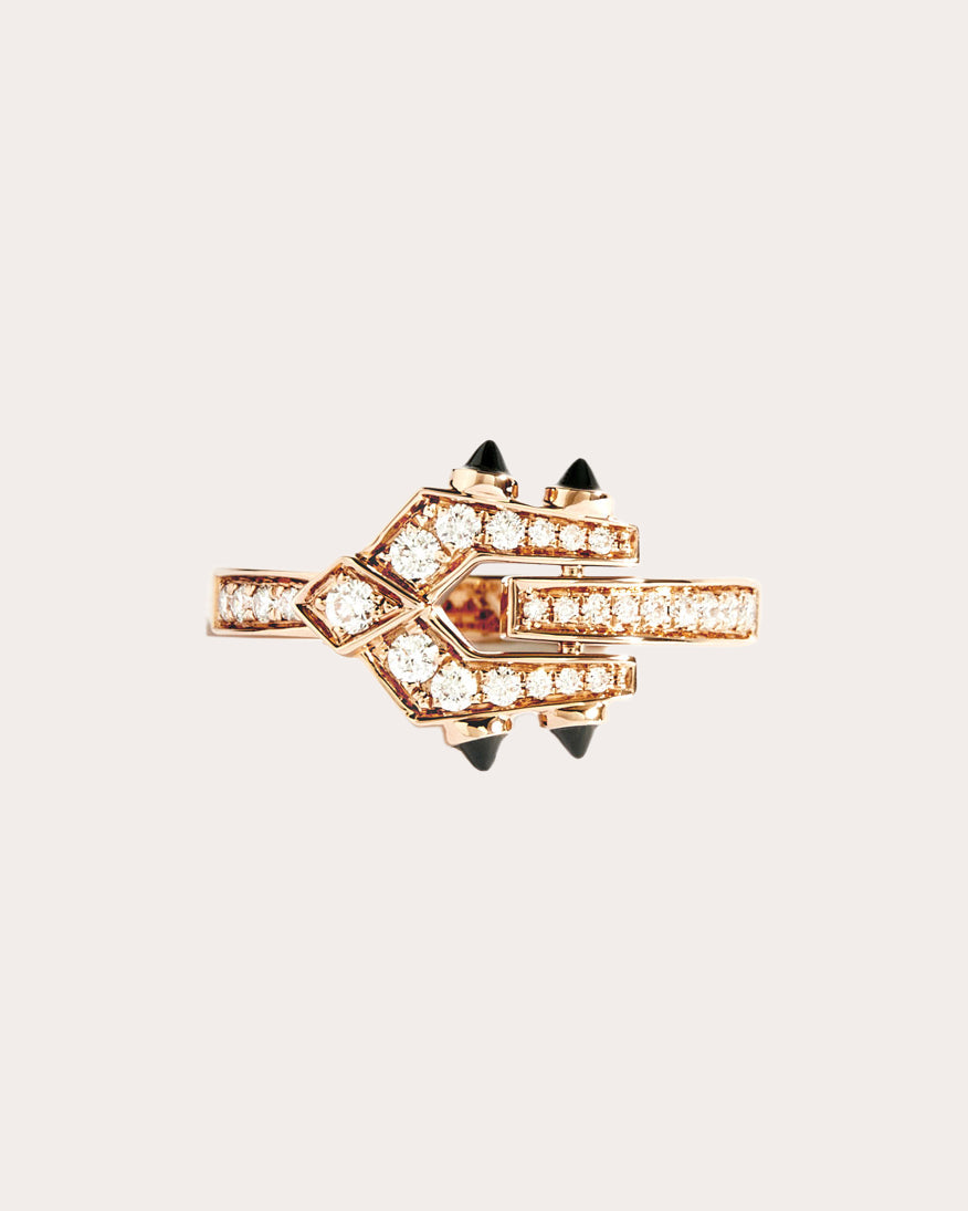 Black Agate & Diamond Mini Spike Ring
