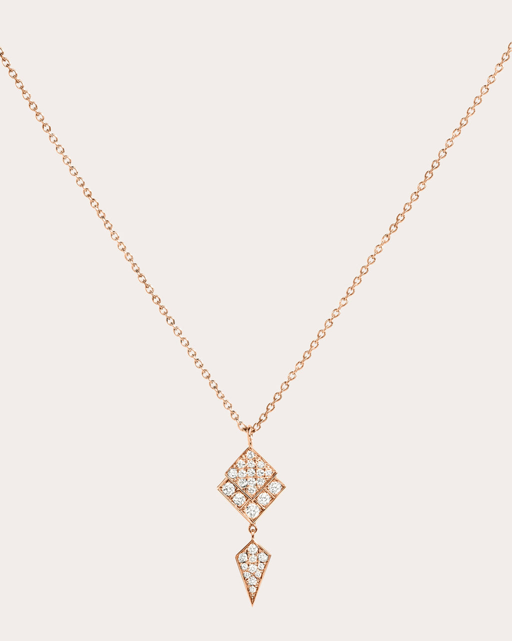 Diamond & 18k Rose Gold Stairway Pendant Necklace