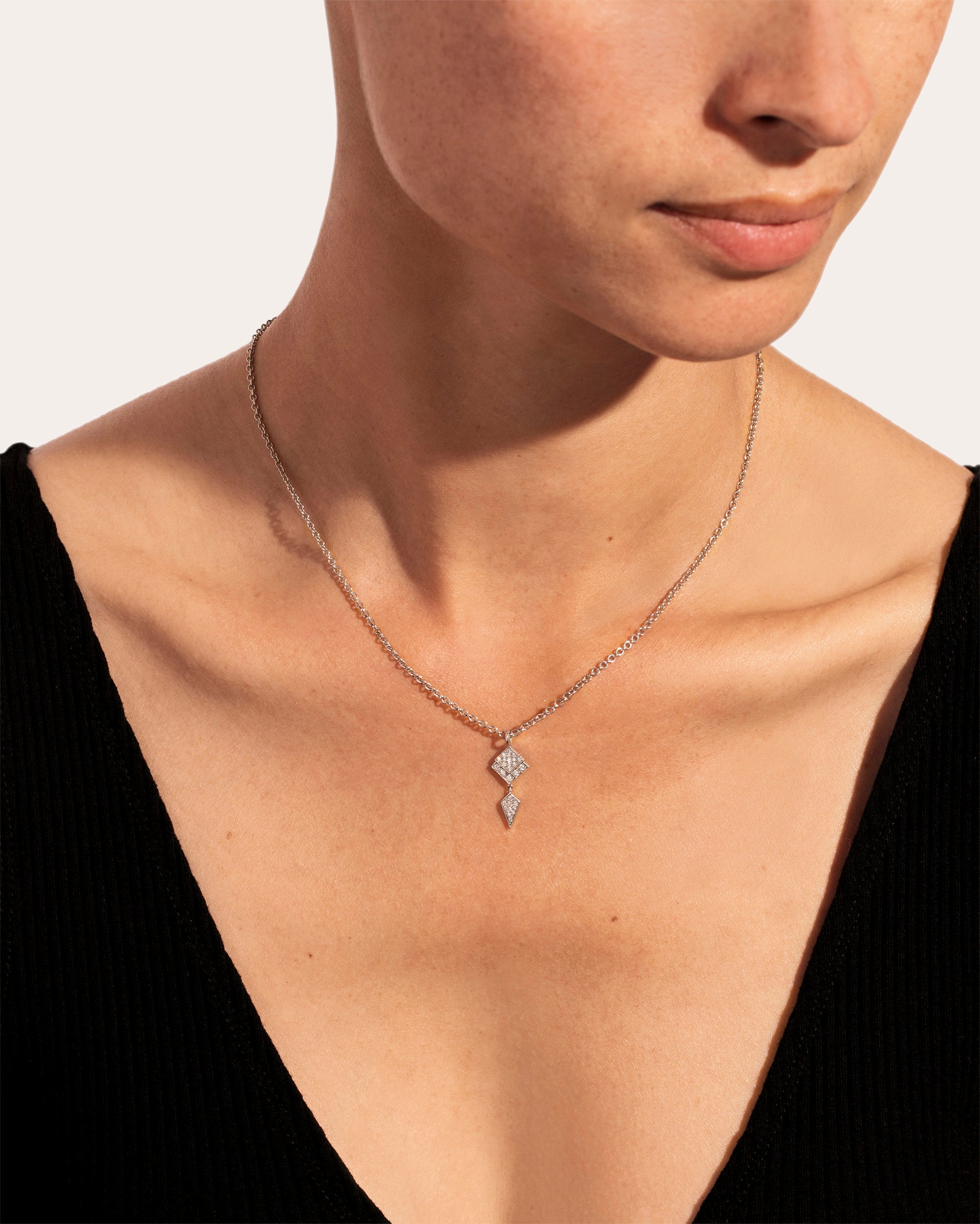 Diamond & 18k Rose Gold Stairway Pendant Necklace